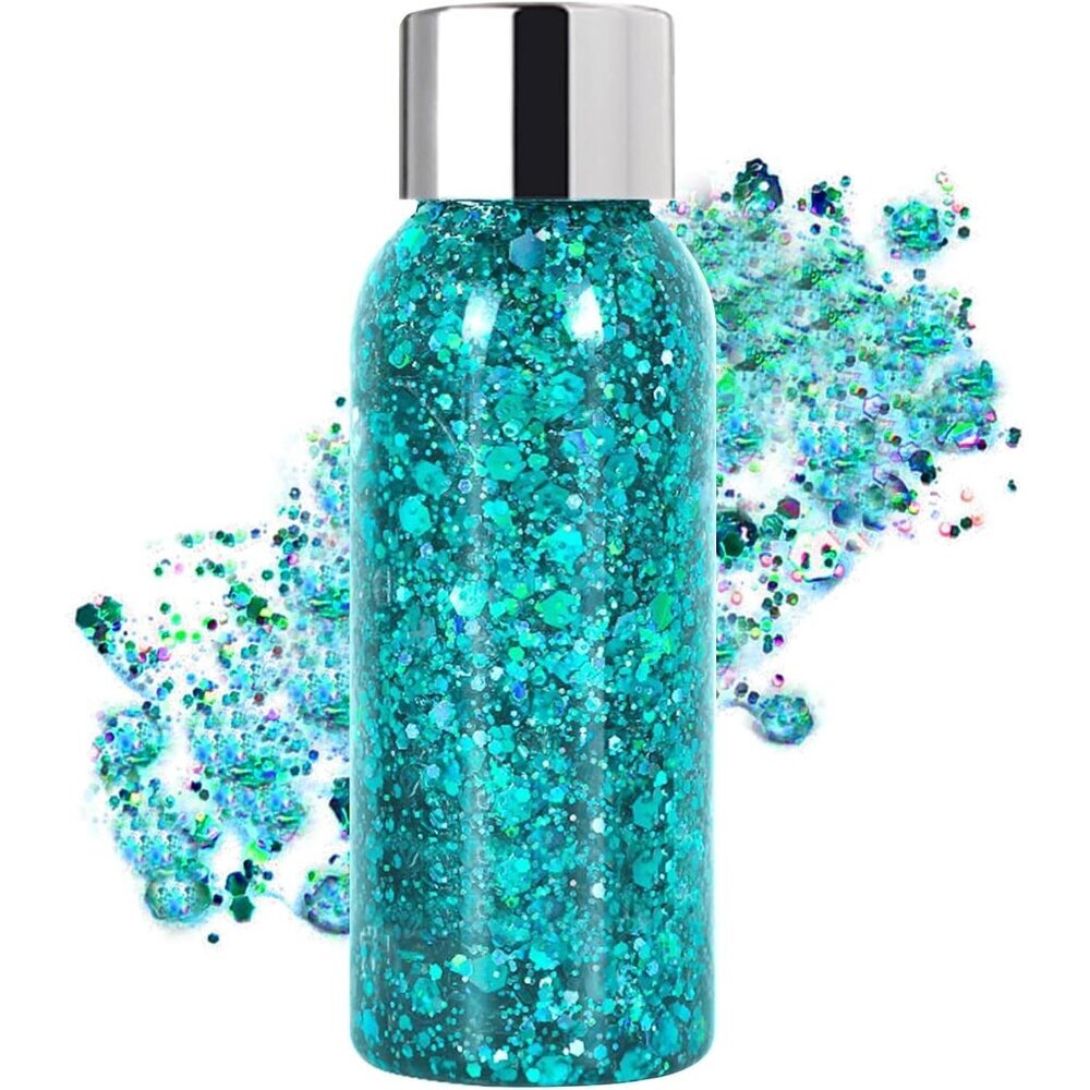 Body Glitter Gel Face and Body Makeup Liquid Long Lasting Teal Mermaid Scales